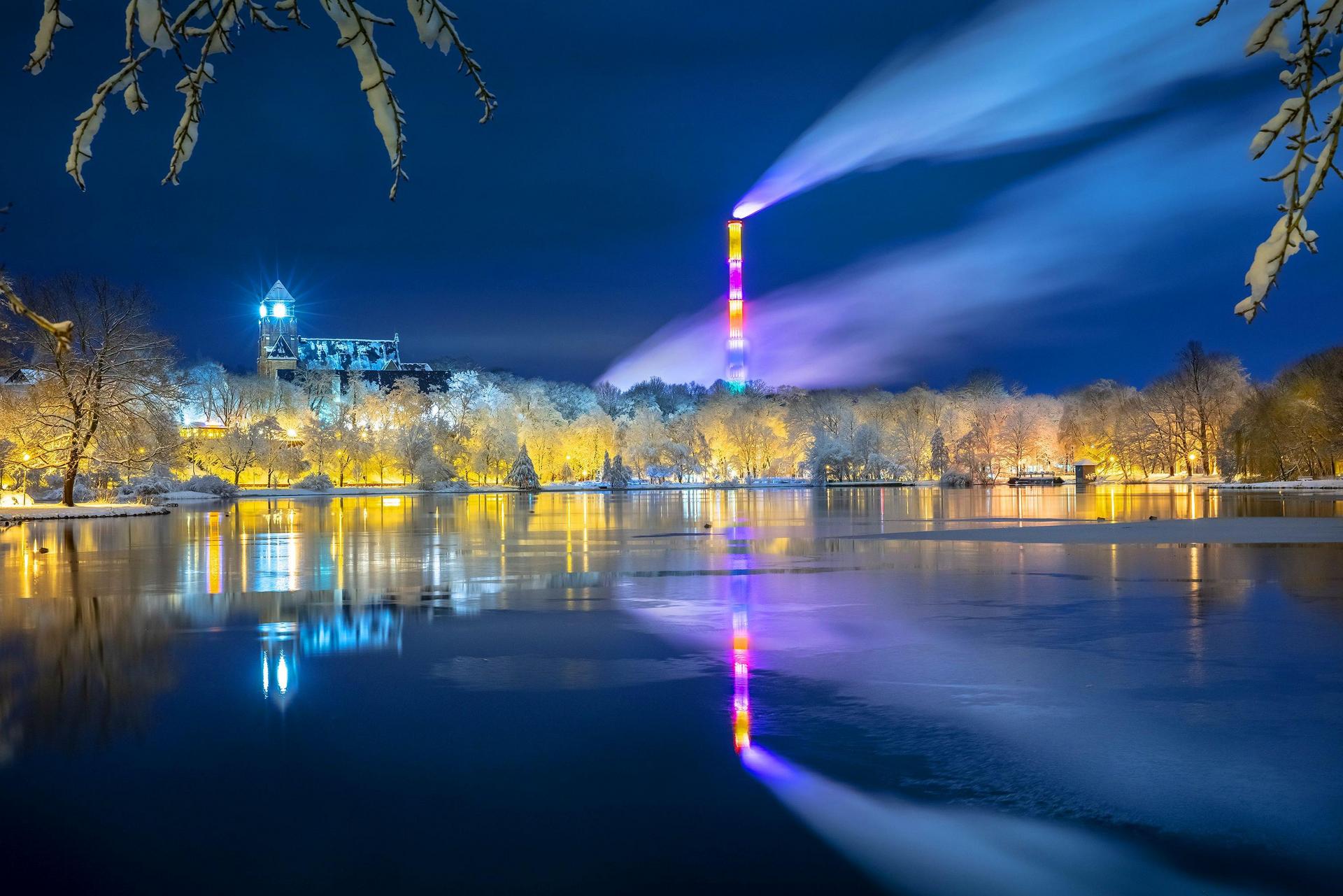 Schlossteich in Chemnitz im Winter